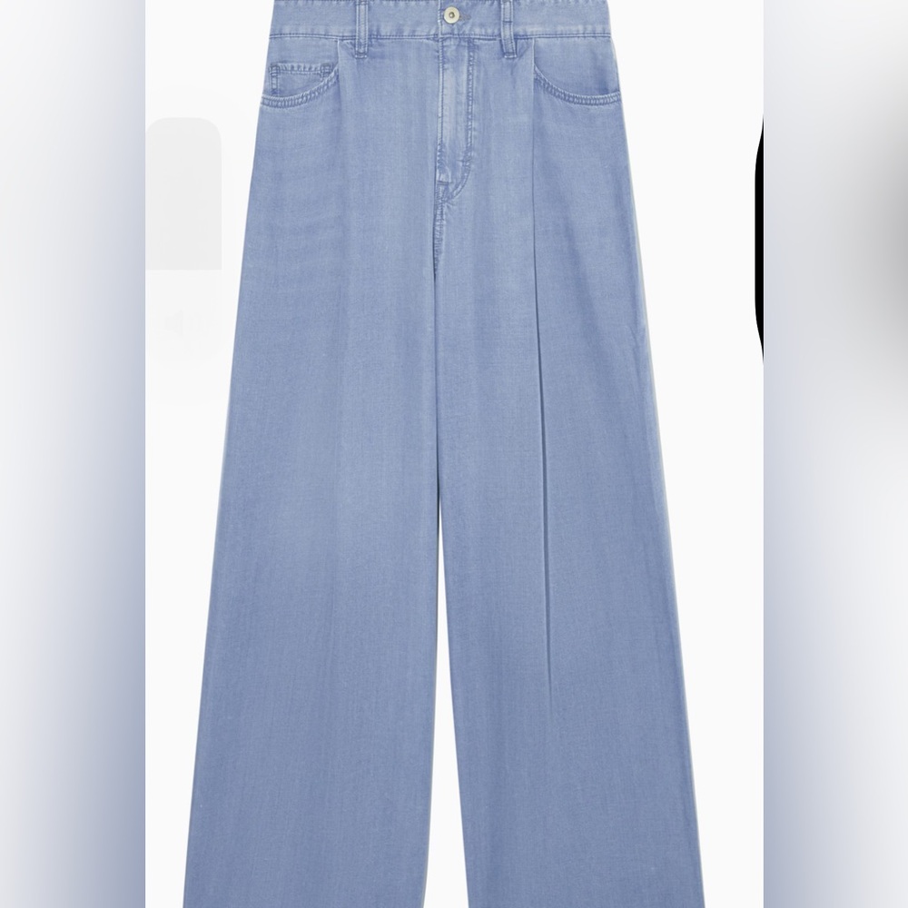 COS wide leg soft denim pleated trouser